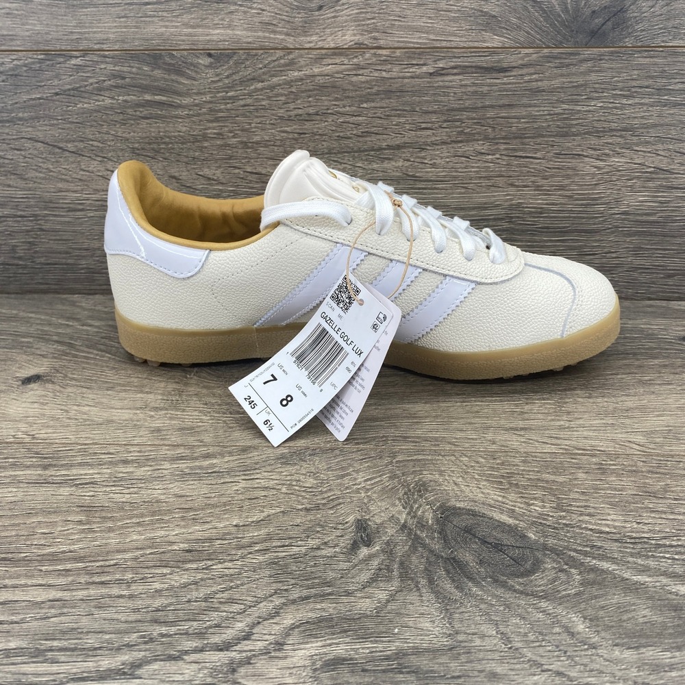 Adidas Gazelle Golf Lux Shoes Mens 7 Womens 8 Off-White Leather Spikeless JI4156 - Picture 3 of 10